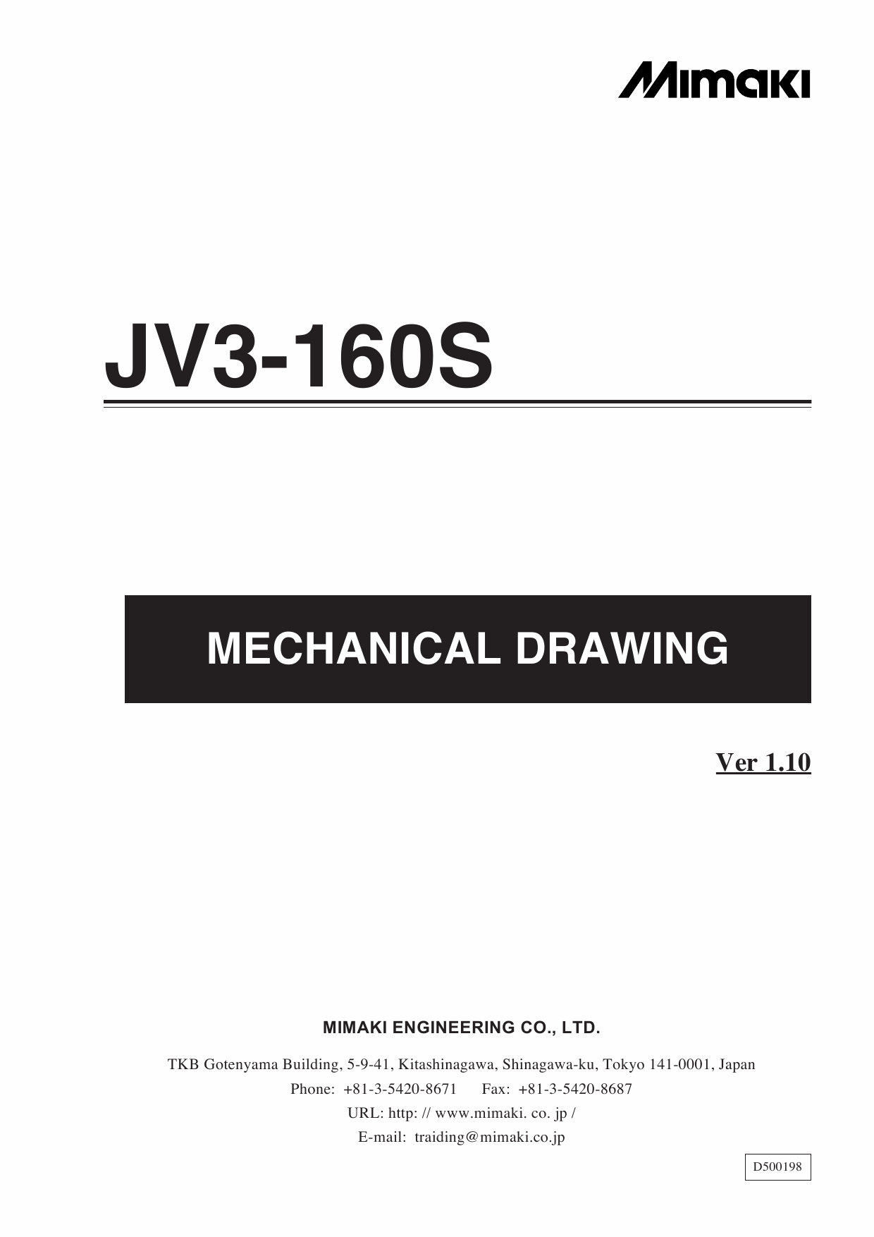 MIMAKI JV3 160S MECHANICAL DRAWING Parts Manual-1